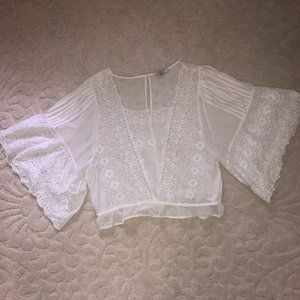 American Eagle square neck top with flutter sleeve